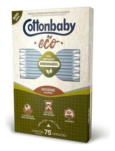 Kit C/ 14 Haste Flexivel Ecologica Cottonbaby 75un 0