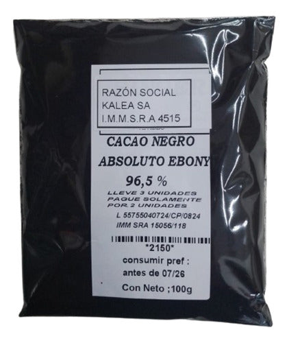 Cacao Negro Absoluto Ebony 96,5 % 100g Lleve 3 Pague Solo 2 0