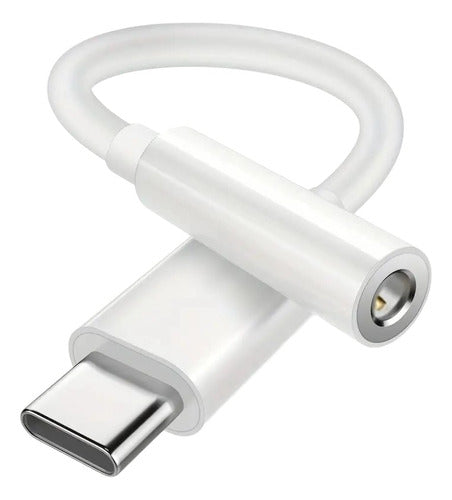 USB-C to 3.5mm Audio Adapter for iPhone 15 S24 / Mike - White 0