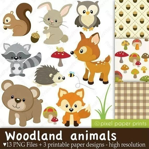 Gangagram Printable Forest Animals Clipart PNG Kit 1