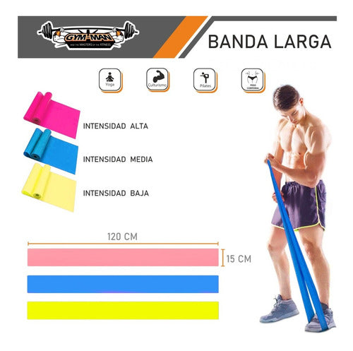 GYM.MAN Long Elastic Resistance Band for Pilates - Each 3