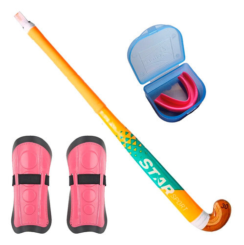 StarSport Play Hockey Stick + Shin Guards + Mouthguard Initial Kit 6