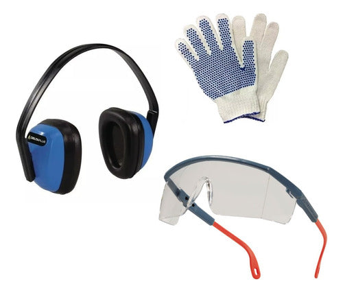 Espacio Industria Combo: Spotted Gloves + Safety Glasses + Ear Protection 0