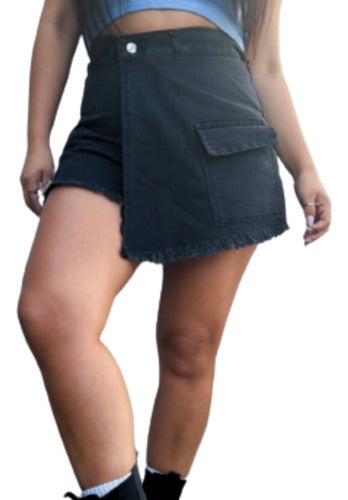 Konwa Short Pollera Cargo Aries - Jean Denim Rígido 1