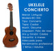 LARKYUQI Concert Ukulele - Wood Colors + Case 1