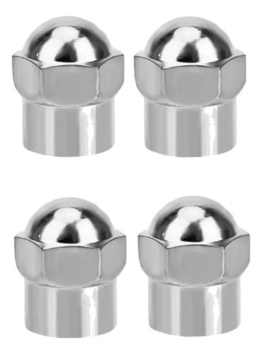 Buhocolor Chrome Valve / Cap Set for Auto, Moto, Truck, Bicycle x 4 Units 0