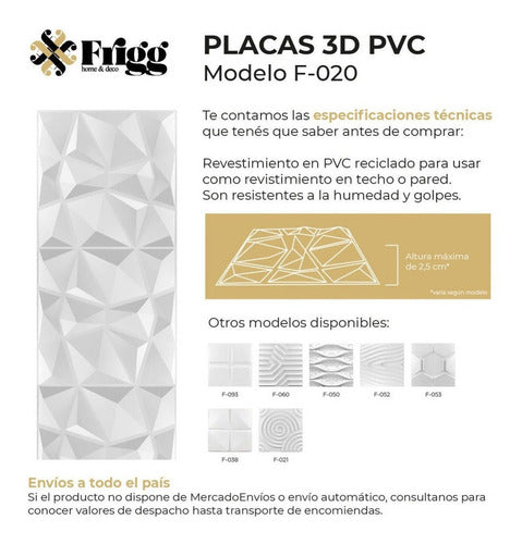 Frigg 3D PVC Antihumidity Panels for Paintable Wall 50x50cm 1