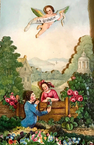 Antique Victorian Valentine Card Circa 1800 Silk 4