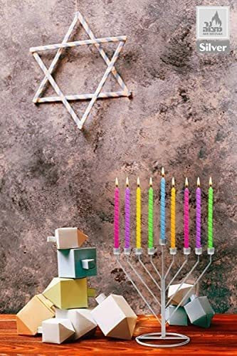 Ner Mitzvah Hanukkah Menorah - Fits All Standard Chanukah Candles - Sleek Silver V-Shaped Design 4