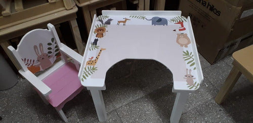 Children's Educational Table with Chalkboard + Chair Set 3