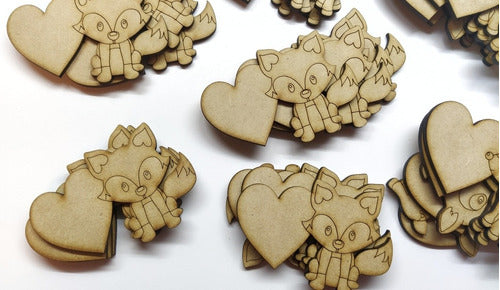 10 Animalitos Nórdicos 9cm Corazón Fibrofacil Mdf Souvenirs 2