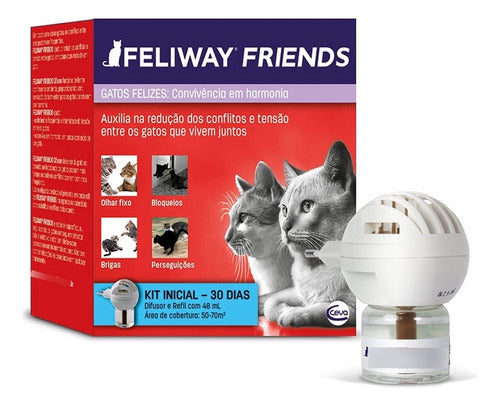 Kit 1 Feliway Difusor Friends C/refil + 1 Refil Friends 48ml 1