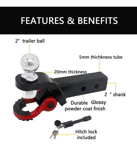 Rigid Enganche Trailer Con Bocha 2'' Y Grillete Para Remolque 5x5 1