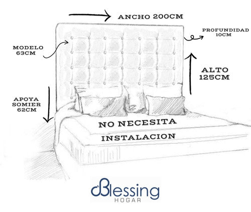 Blessing Respaldo Sommier Cuadrado Chenille King 200cm 1ra Calidad 4