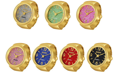 JewelryWe Relojes De Dedo Para Hombres Y Mujeres, Con Placa Dorada 0