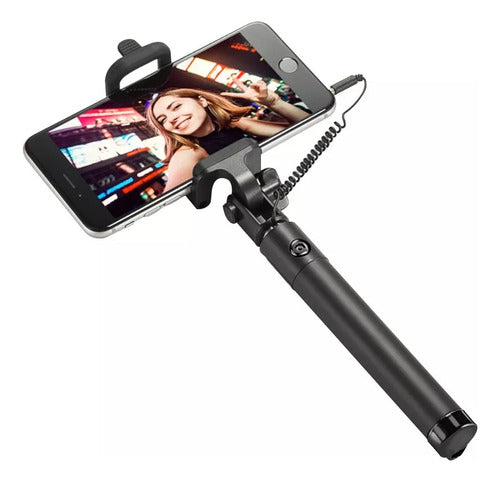 LEMUSTORE Selfie Stick Extensible Stick with Cable 78cm 0