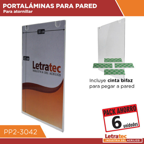 LET RATEC Wall Acrylic Document Holder A3 PP2-3042-6 Pack of 6 1