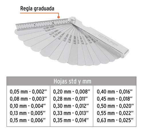 Truper Sonda Para Regular Bujías 15 Hojas 2