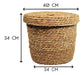 Round Wicker and Jute Seagrass Basket with Large Lid 1