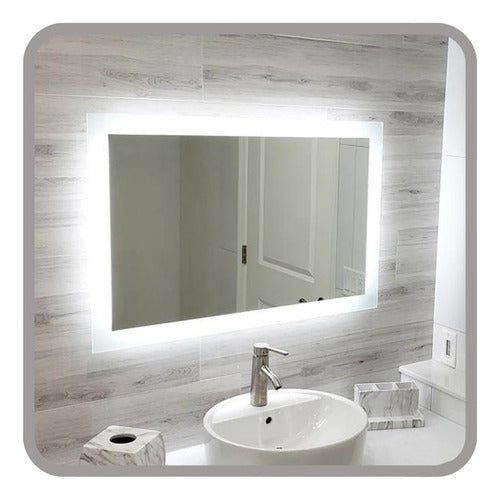 Modern Rectangular LED Bathroom Mirror 100x50cm 0