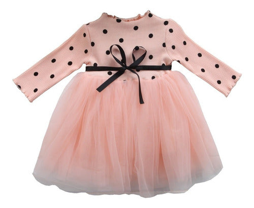 Nnjxd Divine Polka Dot Tulle Dress for Girls 0