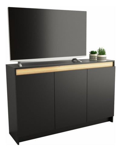 Table's Modern Closed Cabinet with 3 Doors - Black Elm 4