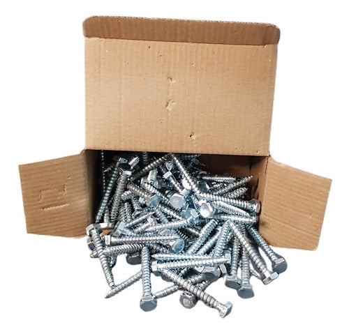 Nacional 100 Hexagonal Zinc-Coated Screws 1/4 X 2'' - 50mm 1