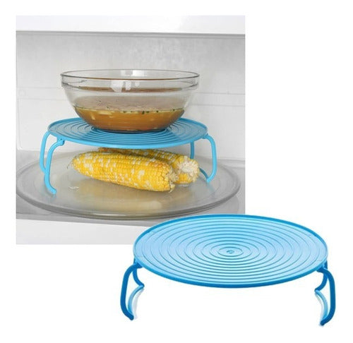 Ganga Shop Microwave Tray Stand for Heating Two Plates Together 0