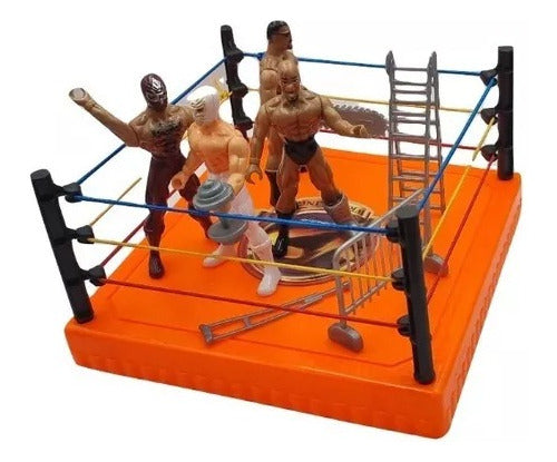 Ancor WWE Lucha Libre Ring with 4 Wrestler Action Figures 0