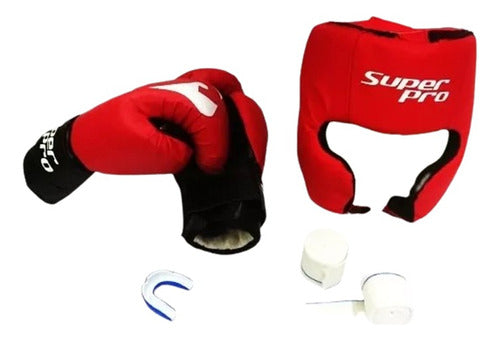 Boxing Kit: Gloves + Headgear + Pair of Hand Wraps + Mouthguard 0