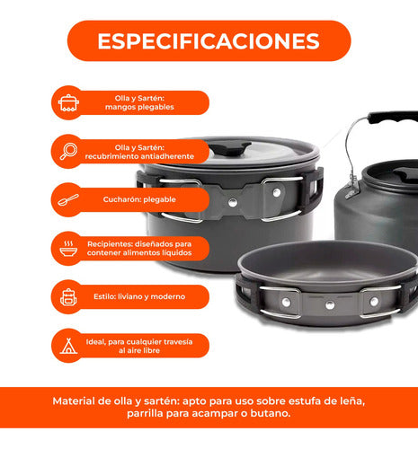 Marmita De Camping De Aluminio Teflonado C/ Funda 3