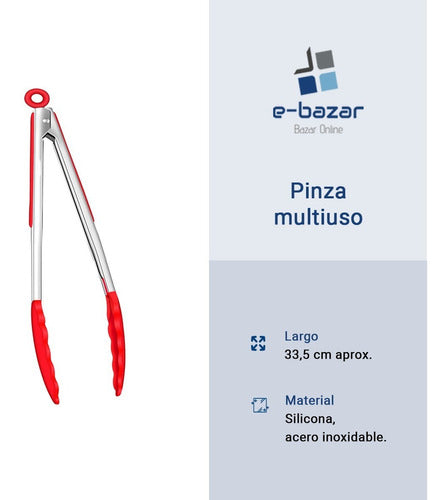 Pinza De Cocina Multiuso Agarre Y Punta De Silicona 30 Cm 6