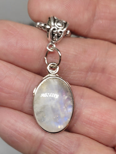 Moonstone Pendant with Surgical Steel Chain 6