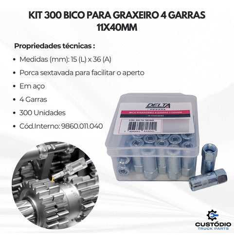 Kit 300 Bico Acoplador Pino Graxeiro Hidraúlico Universal 1