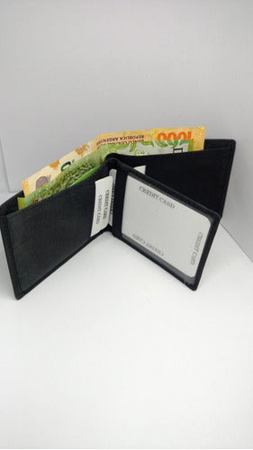 Compact Leather Mini Wallet - Ideal for Pocket - 7.5x10cm - Black 0