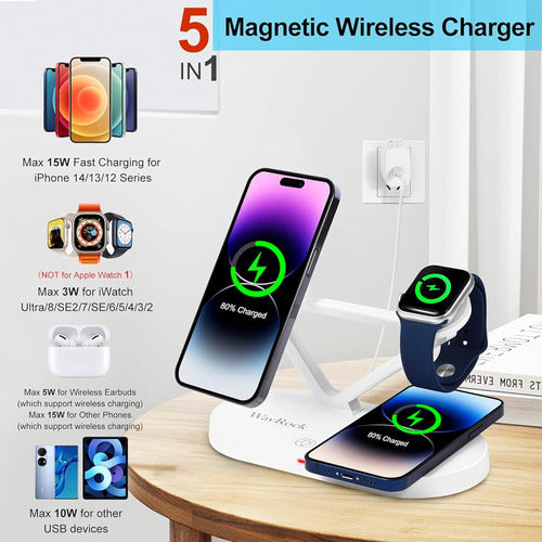 WayRock Wireless Charging Station 5 in 1, Magnetic Charger Stand 2