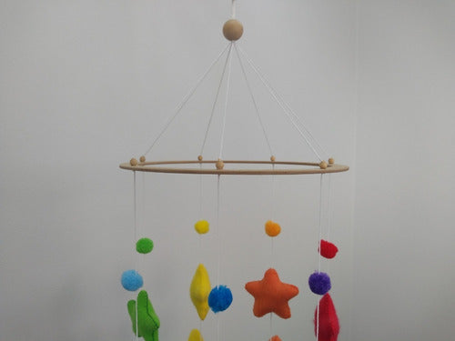 Nahuel Fulleda Montessori Baby Crib Mobile with Hearts and Stars - Handmade 2