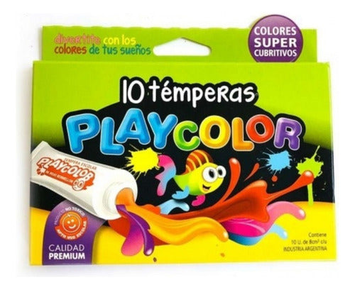 Temperas Playcolor X10 Colores Surtidos. Uso Escolar 0