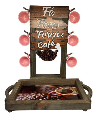 Cantinho Do Café 6 Xícara 85ml Rosas + Suporte E Bandeja 0