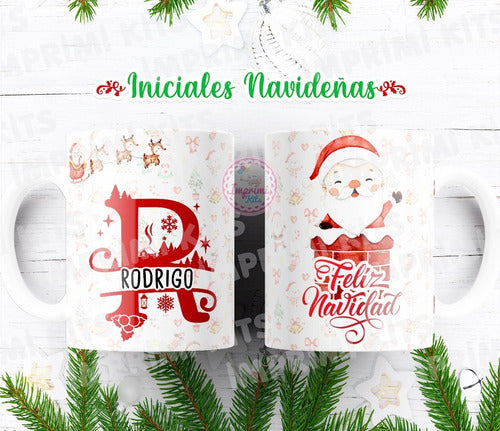 GANGAGRAM Diseños Navidad Tazas Alfabeto Diseño Sublimar Rojo #TN07 2