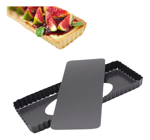 Vanly Removable Loose Bottom Rectangle Tart Pan Non-Stick 0