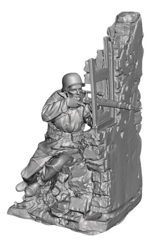 Horse3D German Sniper on Wall, WW2, Scale 1/16, White Color 0