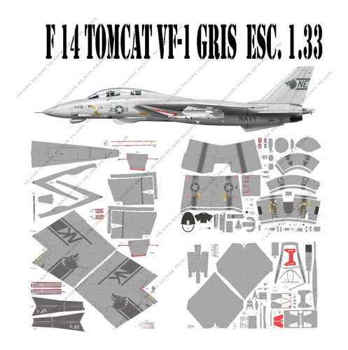 F 14 Tomcat Vf-1 Gris  Esc. 1.33  Papercraft 0