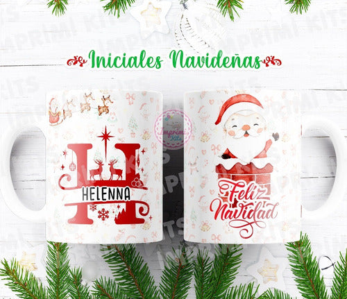 GANGAGRAM Diseños Navidad Tazas Alfabeto Diseño Sublimar Rojo #TN07 1