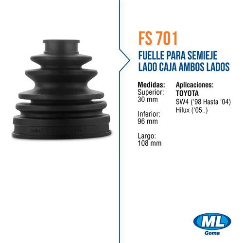 MLGOMA Kit Fuelle Semieje Lado Caja Hilux 2005/... SW4 1998 / 2004 1