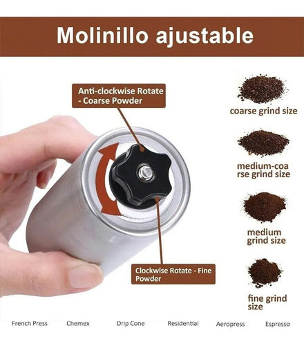 Manual Adjustable Coffee Grinder Stainless Steel Grain Crusher Mill 7