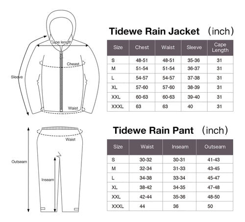 Traje Lluvia Tidewe Impermeable Transpirable Ligero Talla Xl 5