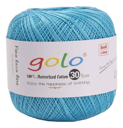 Golo Crochet Thread for Hand Knitting, Lake Blue, 3846 0