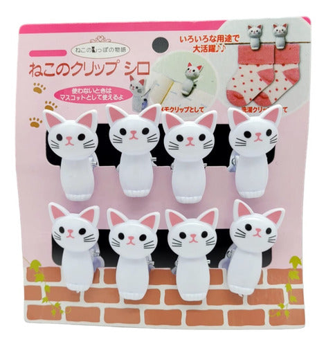 Set of 8 Plastic Cat-Shaped Clothes Pins 1