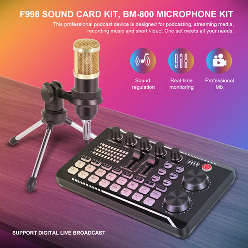 Kit De Placa De Som F998, Kit De Microfone Bm-800, Com Câmer 3